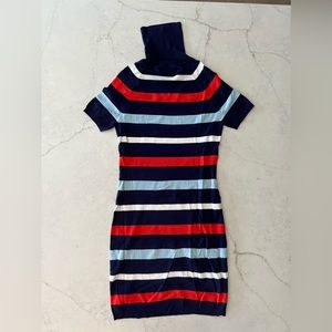 Navy striped turtle neck sweater dress, Size S